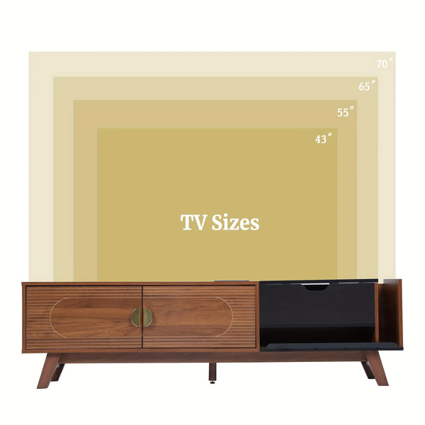 ORRD 63-Inch Modern Wood TV Stand with CD Storage, 2 Doors & Cable Management - Easy Assembly