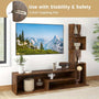 COSTWAY Mid-Century Modern TV Stand for TVs Up to 50 Inch - Heavy-Duty Entertainment Center with Open Shelves