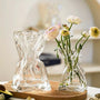 1pc Elegant Glass Ribbed Vase - Vintage Style Decorative Centerpiece for Home, Living Room