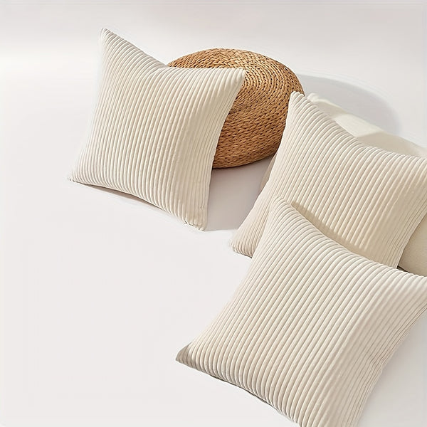 3pcs Bocwre Soft Velvet Bohemian Striped Pillow Covers - Double-Sided Reversible Decorative Cushion Covers with Zipper Closure