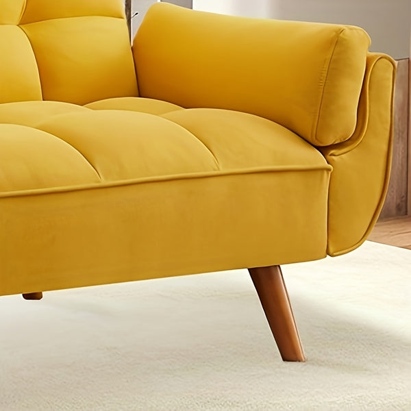 Foldable Sofa Bed, Linen Sleeping Sofa, 75-inch Wide Modern Three-seater Quilted Sofa