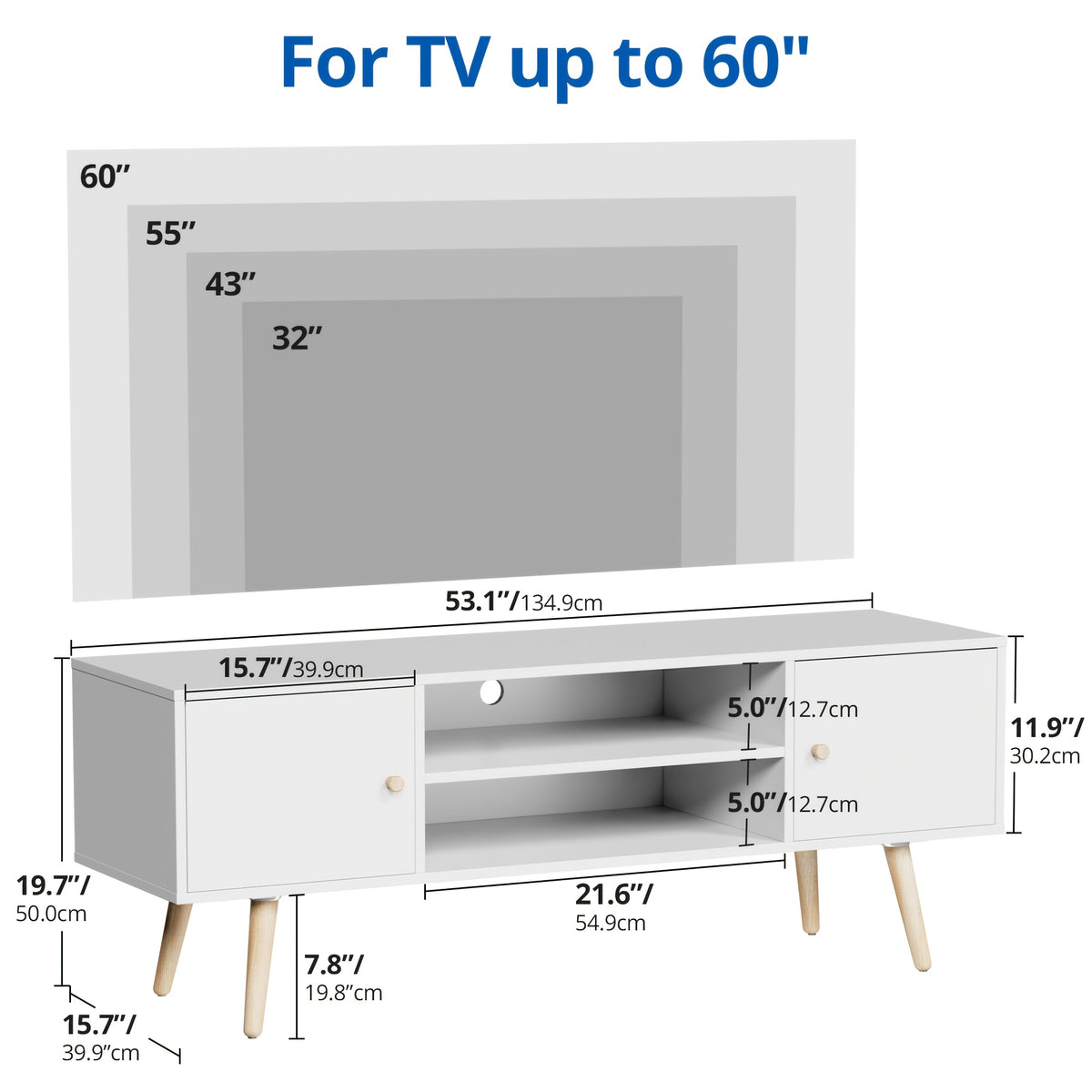 Aurorome 60 Inch Modern TV Stand with Storage, Entertainment Center And Media Console Table