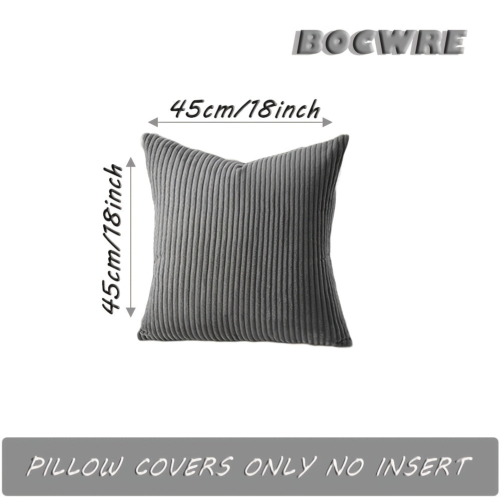 3pcs Bocwre Soft Velvet Bohemian Striped Pillow Covers - Double-Sided Reversible Decorative Cushion Covers with Zipper Closure