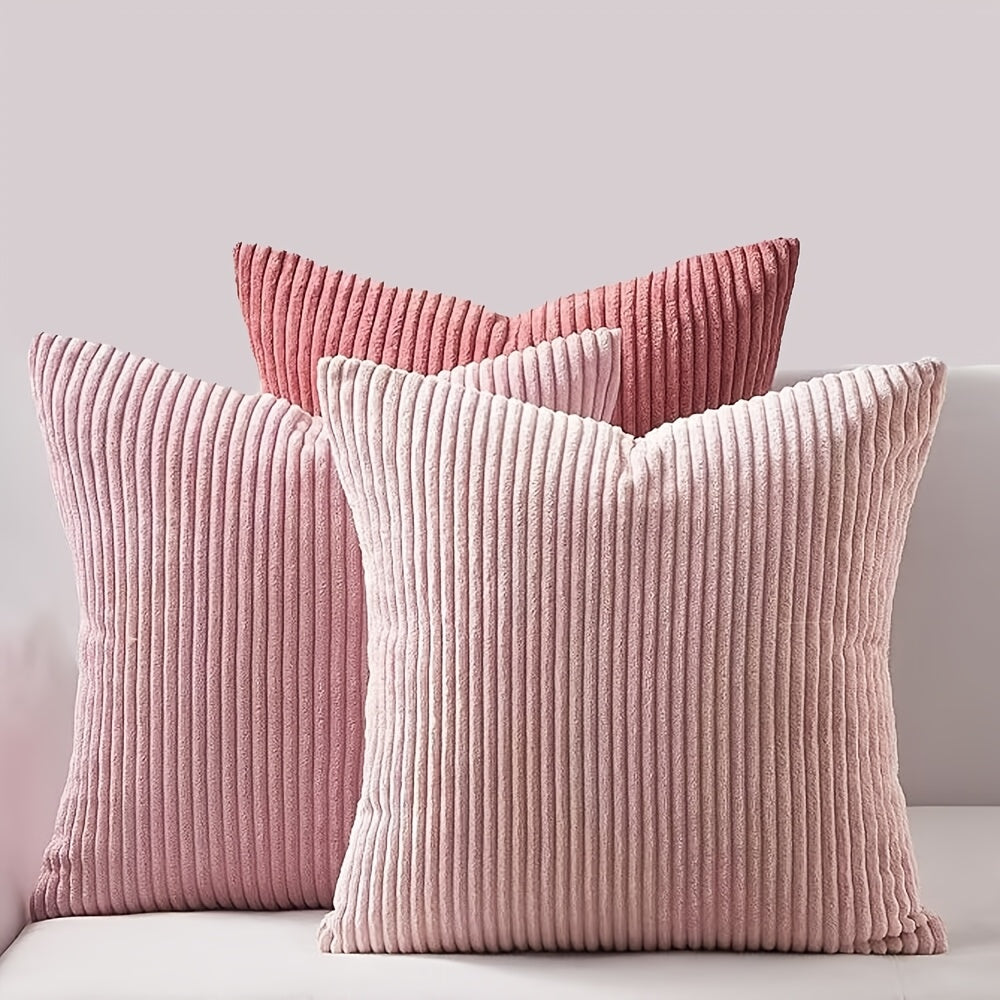 3pcs Bocwre Soft Velvet Bohemian Striped Pillow Covers - Double-Sided Reversible Decorative Cushion Covers with Zipper Closure
