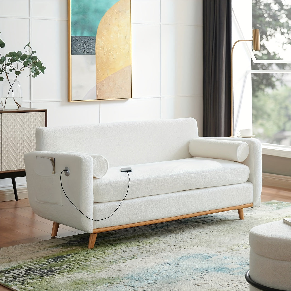 Modern Sherpa Loveseat Sofa Modern Sherpa 60in Loveseat Sofa