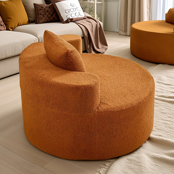 Round Compression Sofa, Teddy Velvet Sofa with Pillows, Suitable for Living Room