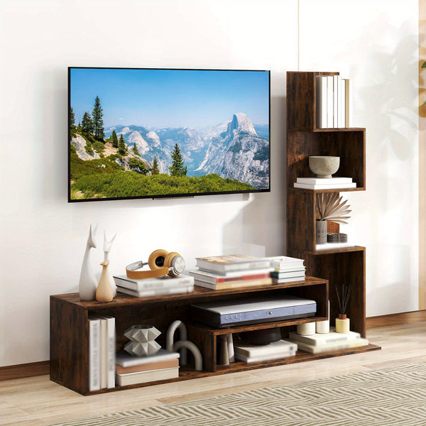 COSTWAY Mid-Century Modern TV Stand for TVs Up to 50 Inch - Heavy-Duty Entertainment Center with Open Shelves