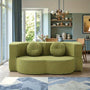 Modern Floor Sofa with 2 Pillows, Convertible Teddy Fabric Foam-Filled Sleeper Sofa Bed, 15\