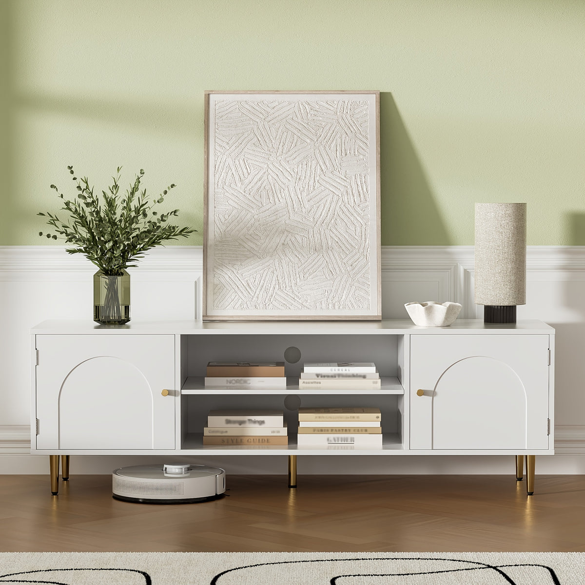 MHOM TV Stand for 50 55 60 inch TV, Modern TV Console, Entertainment Center with Storage Cabinets