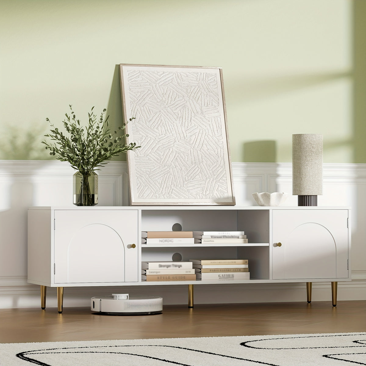 MHOM TV Stand for 50 55 60 inch TV, Modern TV Console, Entertainment Center with Storage Cabinets