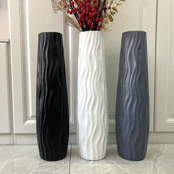 u002FCabinet Vase 22.83 Inches Tall - European Minimalist Modern Geometric Texture Cylindrical Design
