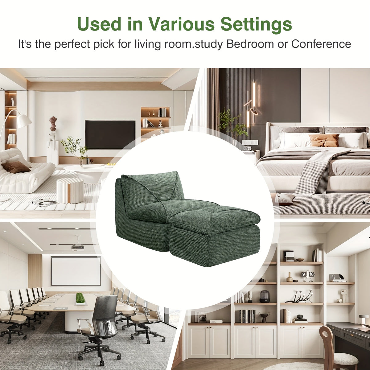 KERDOM 35.4'' Wide Armless Leisure Sofa, Breathable -linen Fabric