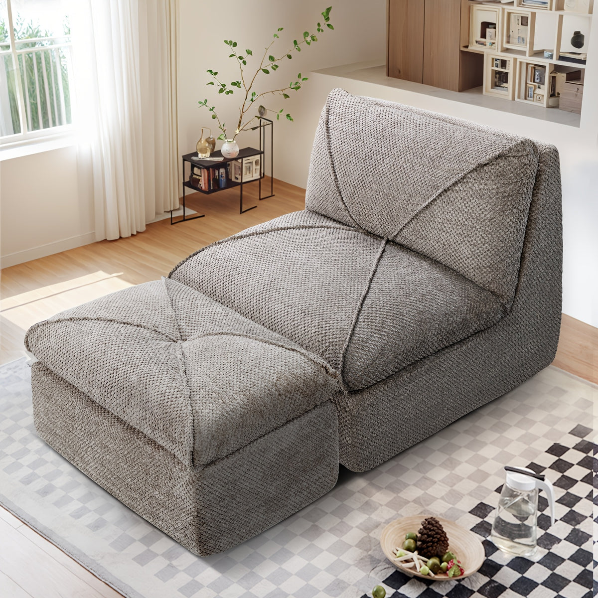 KERDOM 35.4'' Wide Armless Leisure Sofa, Breathable -linen Fabric