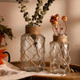 1\u002F2pcs Vintage Bohemian Flower Vase, Hand-woven Transparent Glass Cylinder Vase