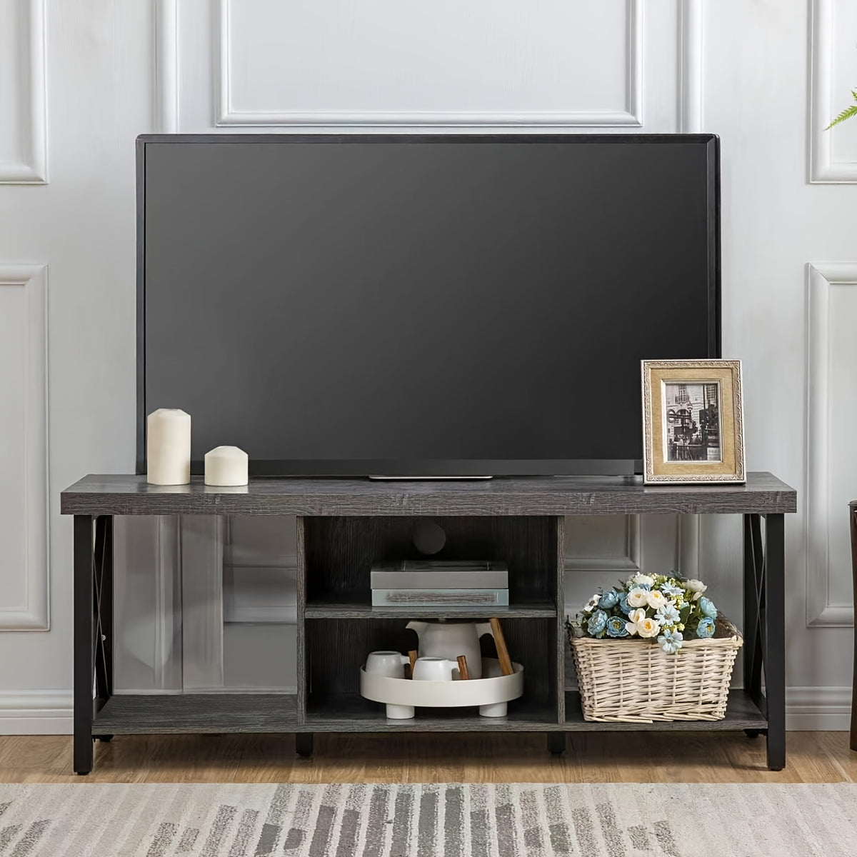 TV Stand For TV Up To 55 Inches, TV Cabinet With Open Storage