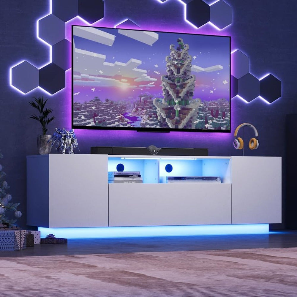 TV Stand For 65 Inch TV, Modern Entertainment Center With LED Light, 58\