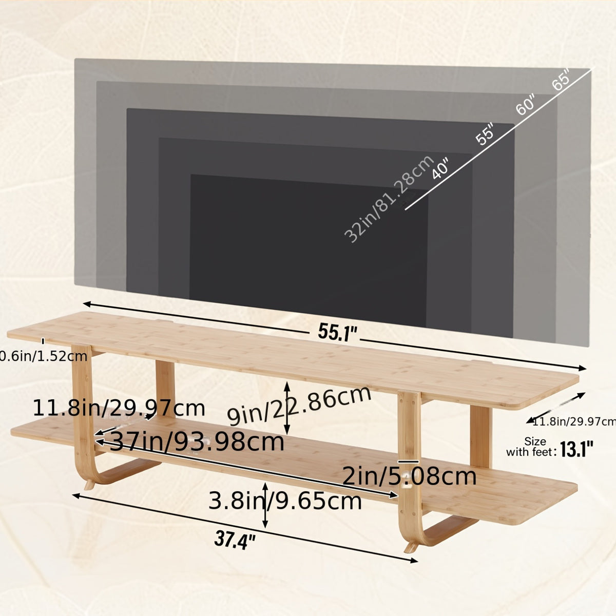 Modern Bamboo TV Stand Furlide Mid Century Modern Bamboo TV Stand For Up To 65''