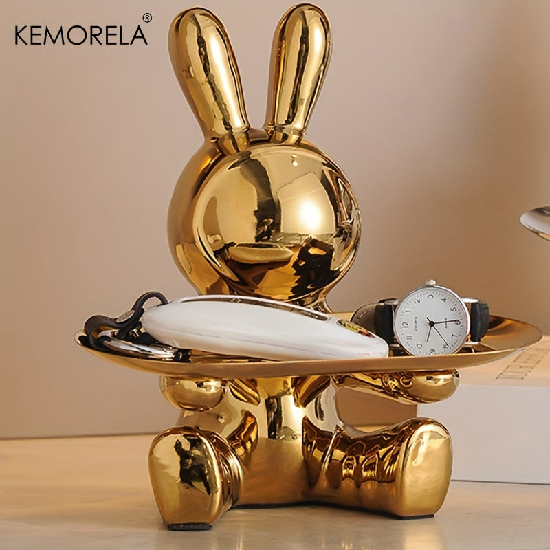 KEMORELA Rabbit Key Storage Ornament, Ceramic Material, Figurine Ornament