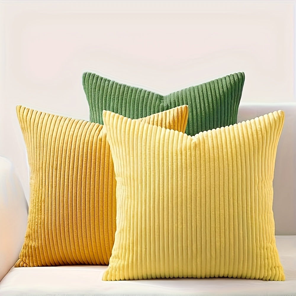 3pcs Bocwre Soft Velvet Bohemian Striped Pillow Covers - Double-Sided Reversible Decorative Cushion Covers with Zipper Closure