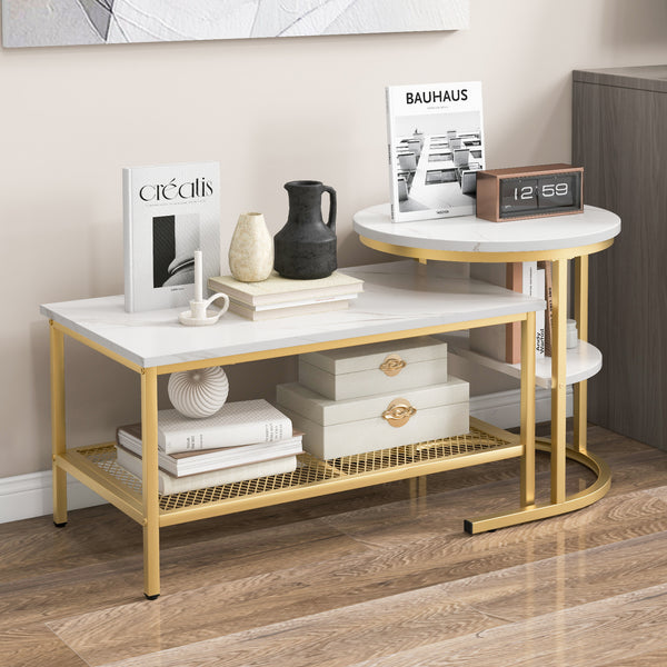 PETSITE Nesting Coffee Table Set of 2, 2-in-1 Detachable Table Set