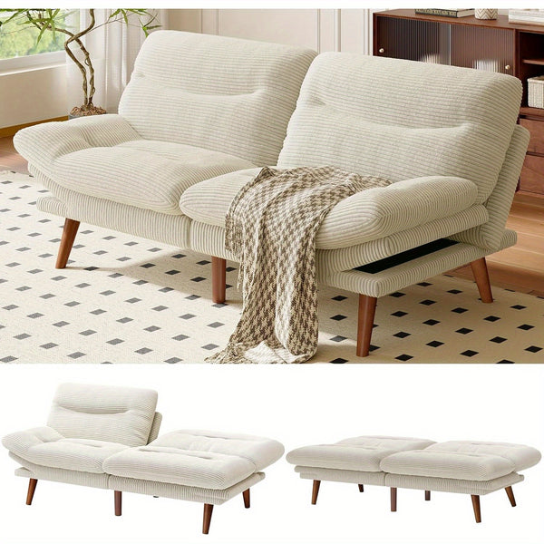 66-75Inch Futon Sofa Bed with Adjustable Backrest Armrests, Convertible Futon Sofa Couch for Small Spaces