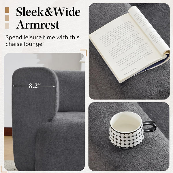 Bezseller Modern Classic Boucle Sofa Recliner Chair with Plush Cushions & Pillows - Soft Chenille Fabric Upholstery