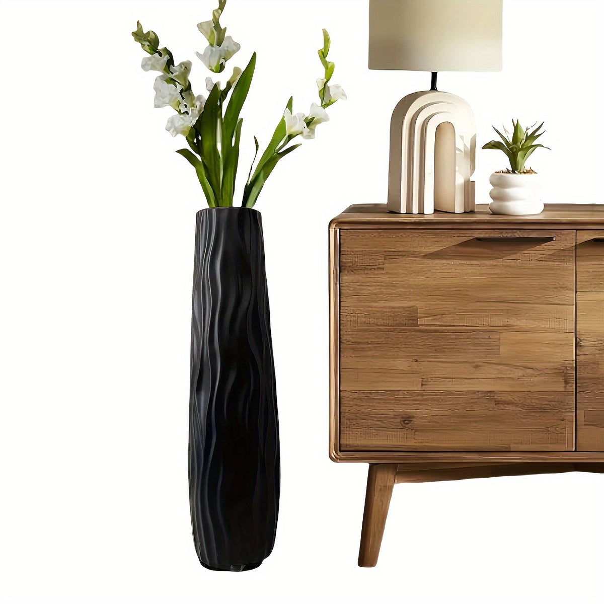 u002FCabinet Vase 22.83 Inches Tall - European Minimalist Modern Geometric Texture Cylindrical Design