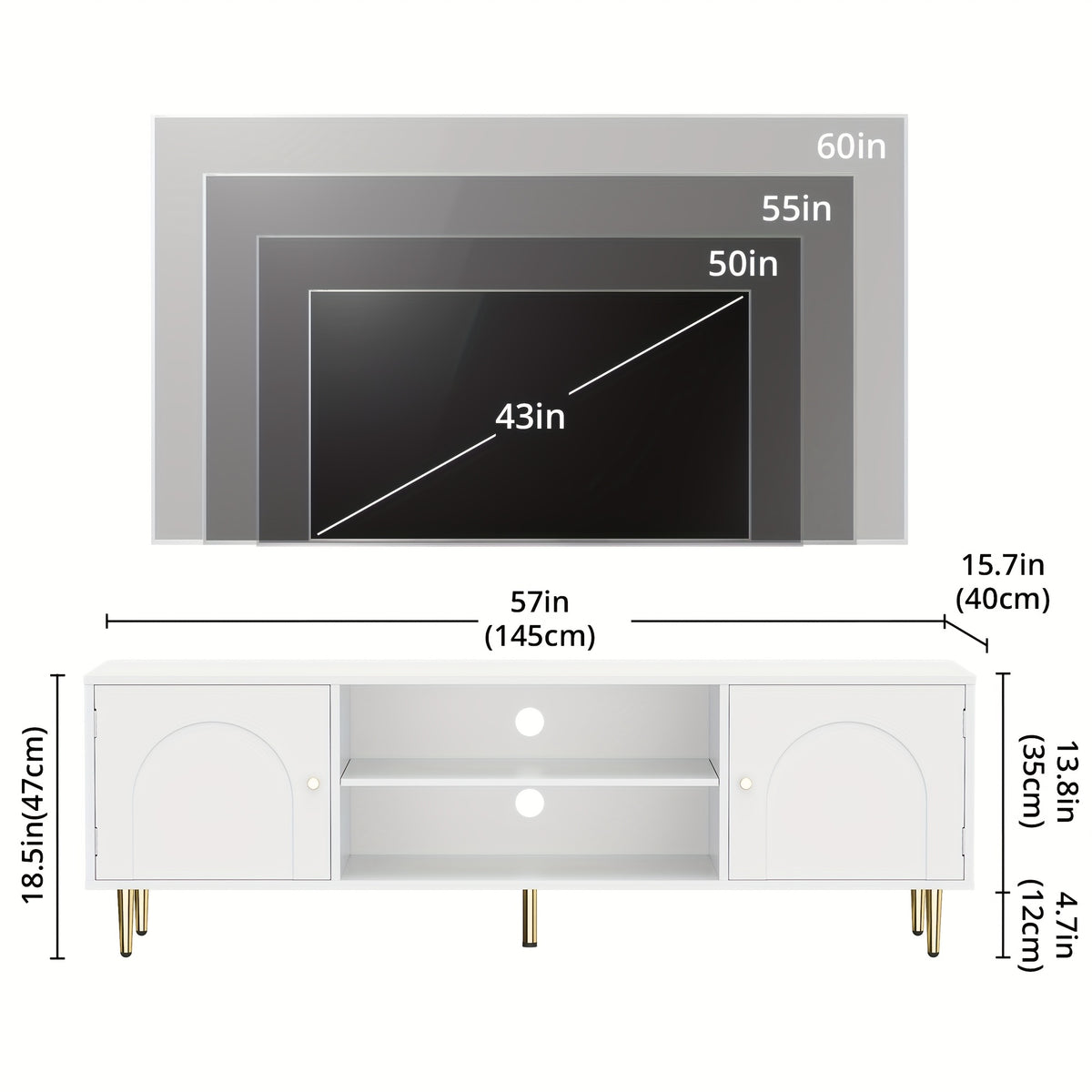 MHOM TV Stand for 50 55 60 inch TV, Modern TV Console, Entertainment Center with Storage Cabinets