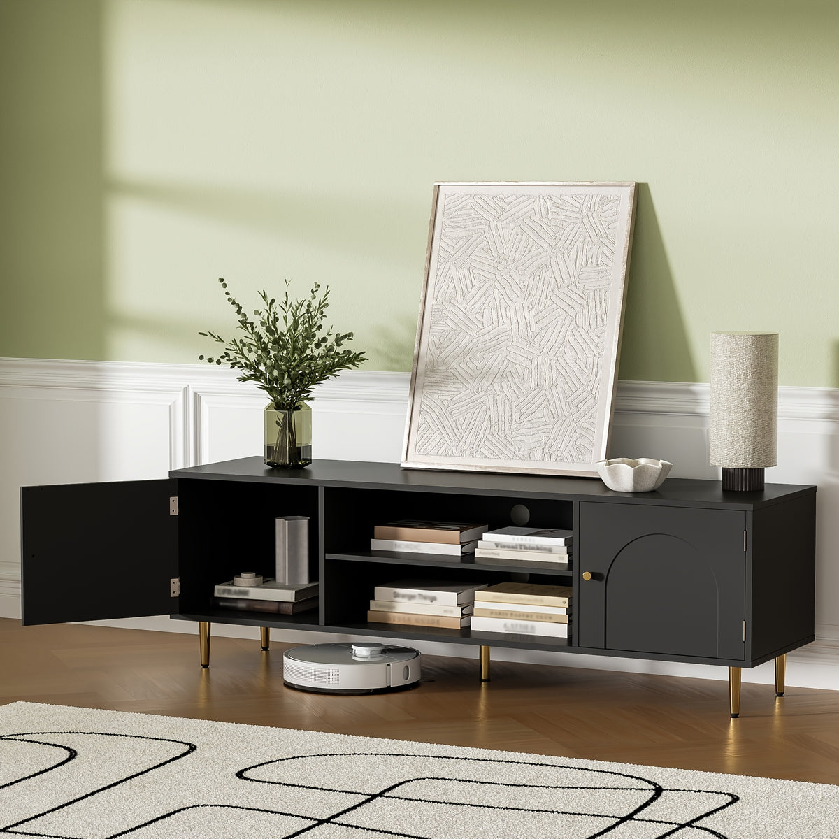 MHOM TV Stand for 50 55 60 inch TV, Modern TV Console, Entertainment Center with Storage Cabinets