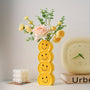 1pc Ceramic Happy Face Bud Vase, Art Deco Cartoon Patterned, Round Shape Boho Centerpiece
