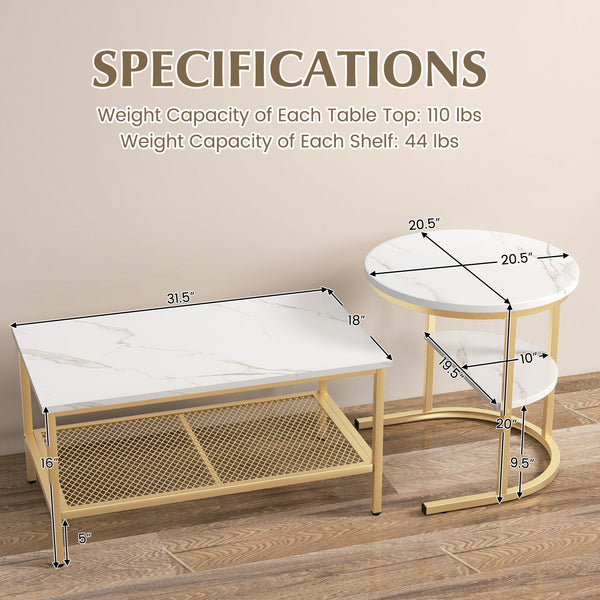 PETSITE Nesting Coffee Table Set of 2, 2-in-1 Detachable Table Set