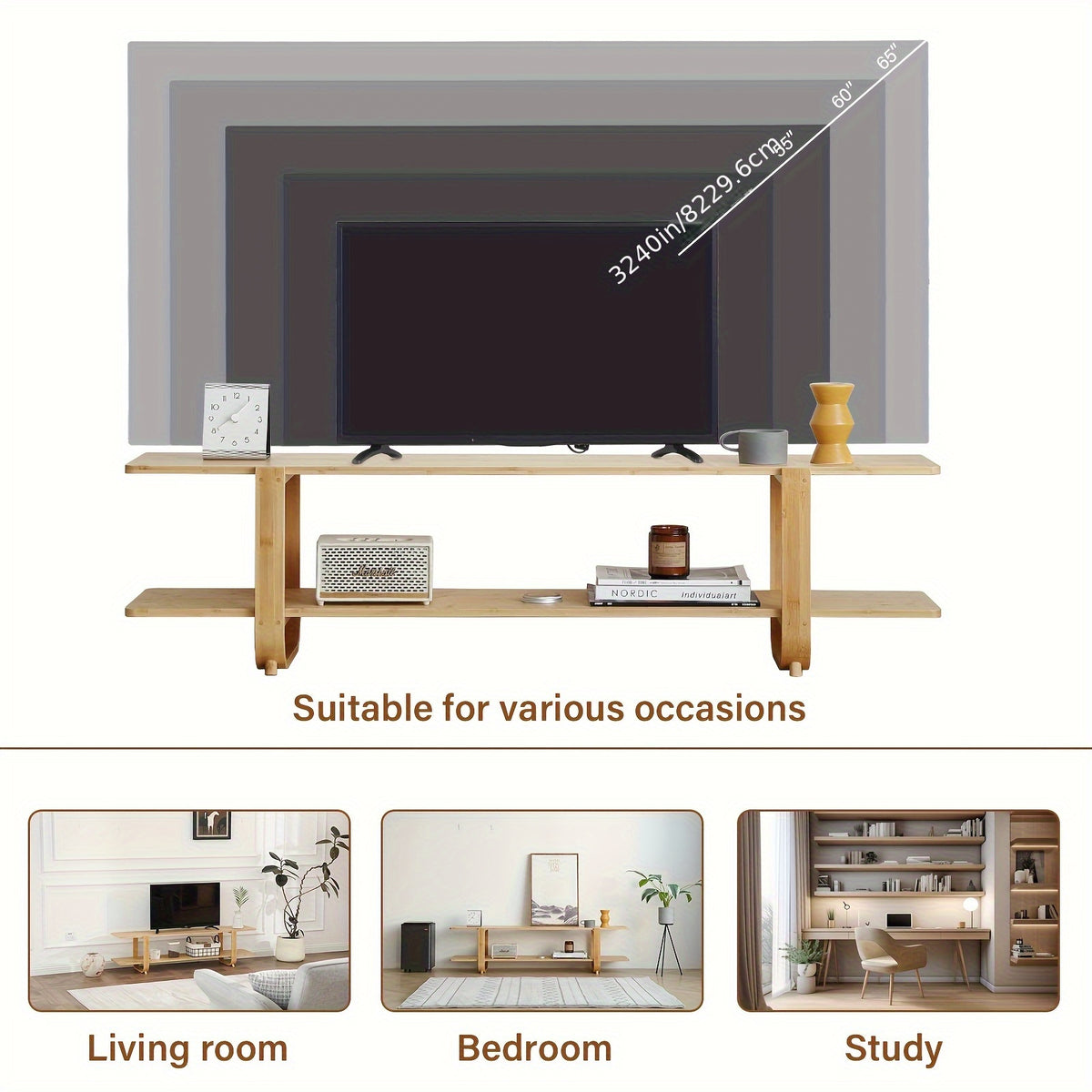 Modern Bamboo TV Stand Furlide Mid Century Modern Bamboo TV Stand For Up To 65''
