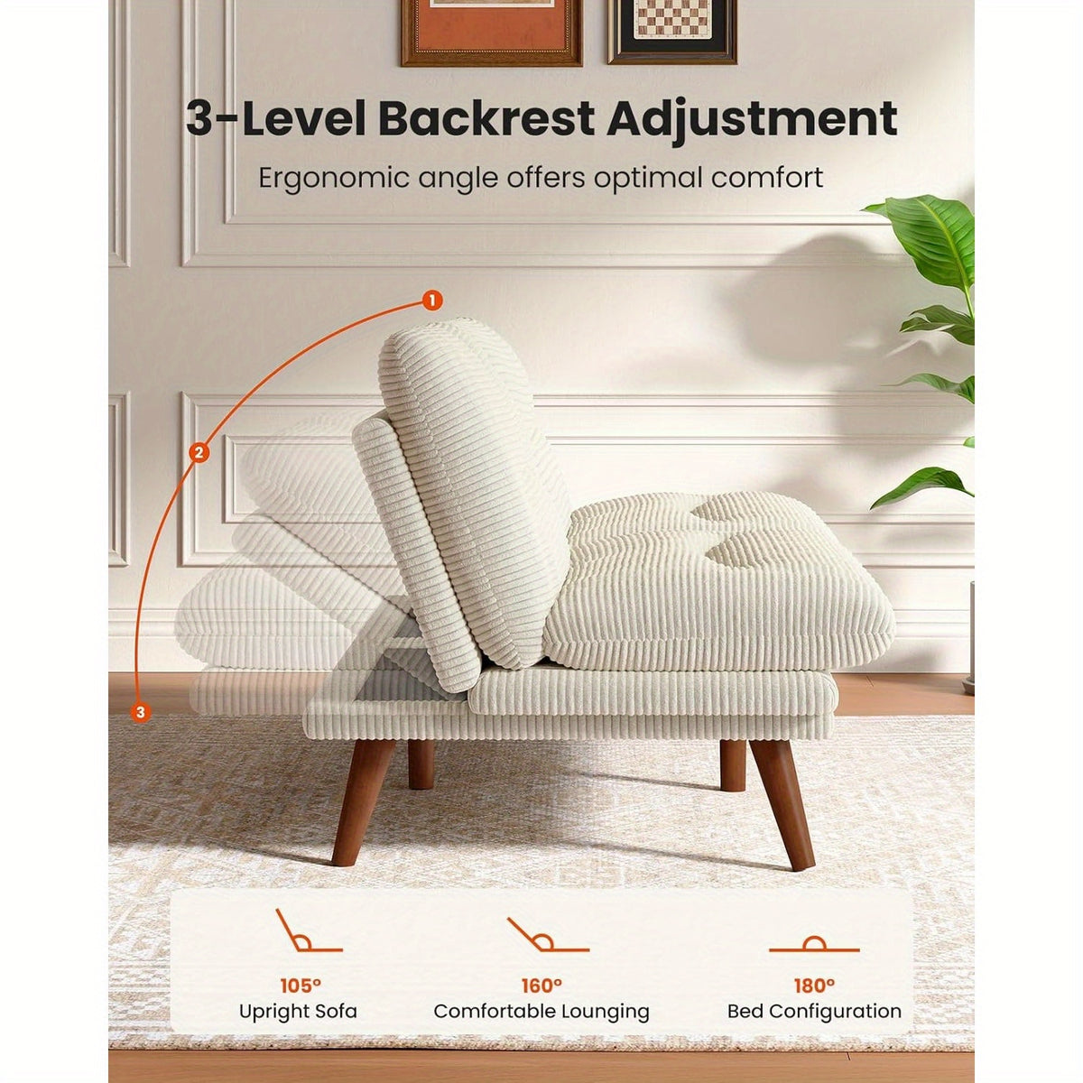 66-75Inch Futon Sofa Bed with Adjustable Backrest Armrests, Convertible Futon Sofa Couch for Small Spaces