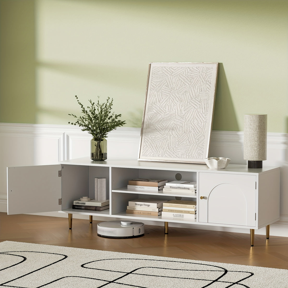 MHOM TV Stand for 50 55 60 inch TV, Modern TV Console, Entertainment Center with Storage Cabinets