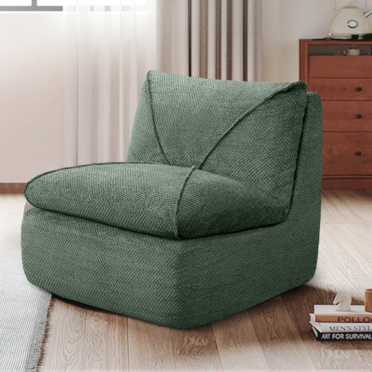 KERDOM 35.4'' Wide Armless Leisure Sofa, Breathable -linen Fabric