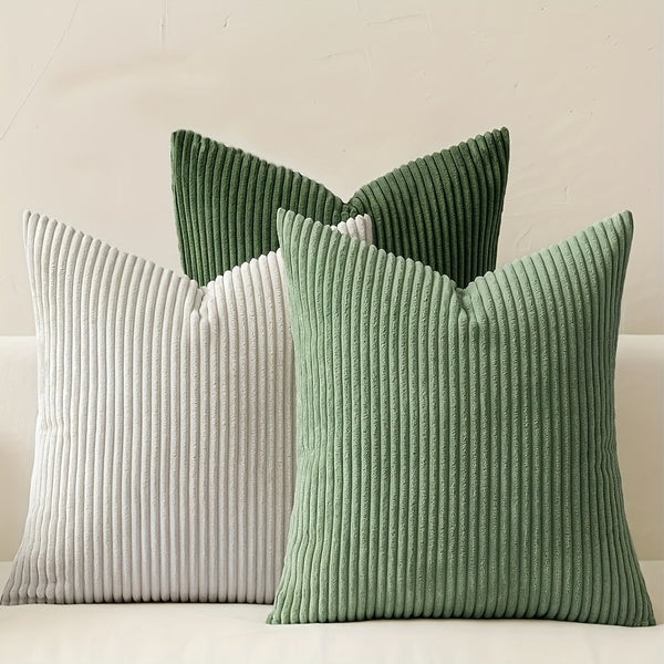 3pcs Bocwre Soft Velvet Bohemian Striped Pillow Covers - Double-Sided Reversible Decorative Cushion Covers with Zipper Closure