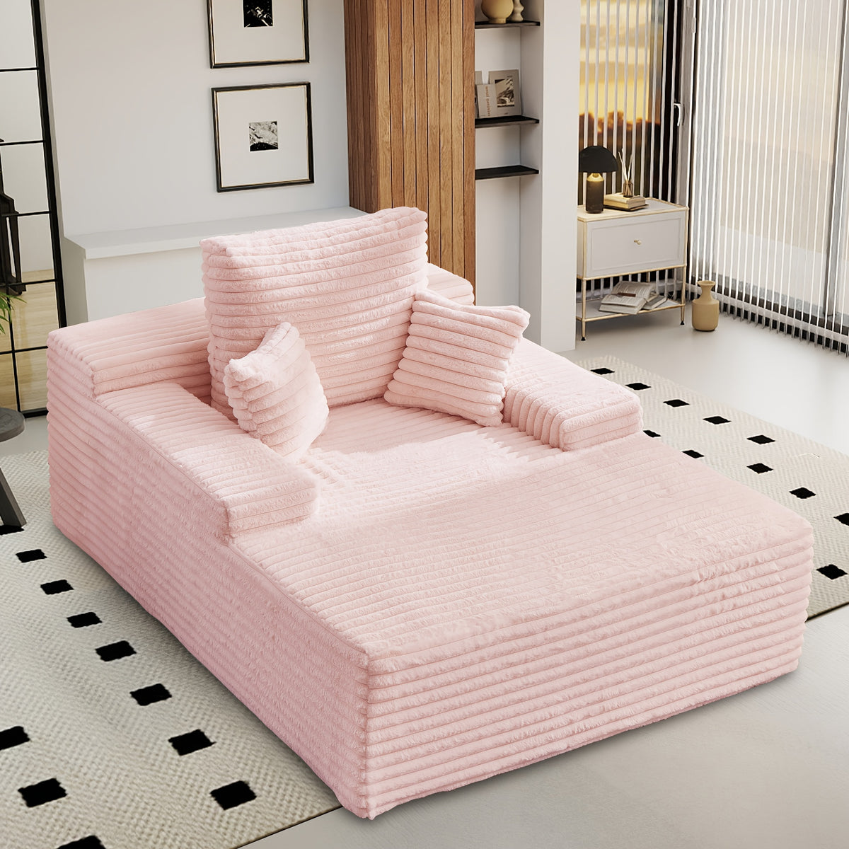 Living Room Furniture, Living Room Sofa Bed, Three Pillows, Comfortable Corduroy Fluffy Sofa, Sponge Sofa