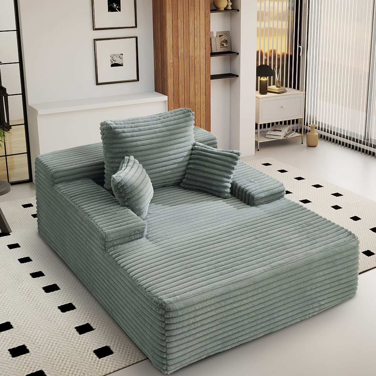 Living Room Furniture, Living Room Sofa Bed, Three Pillows, Comfortable Corduroy Fluffy Sofa, Sponge Sofa