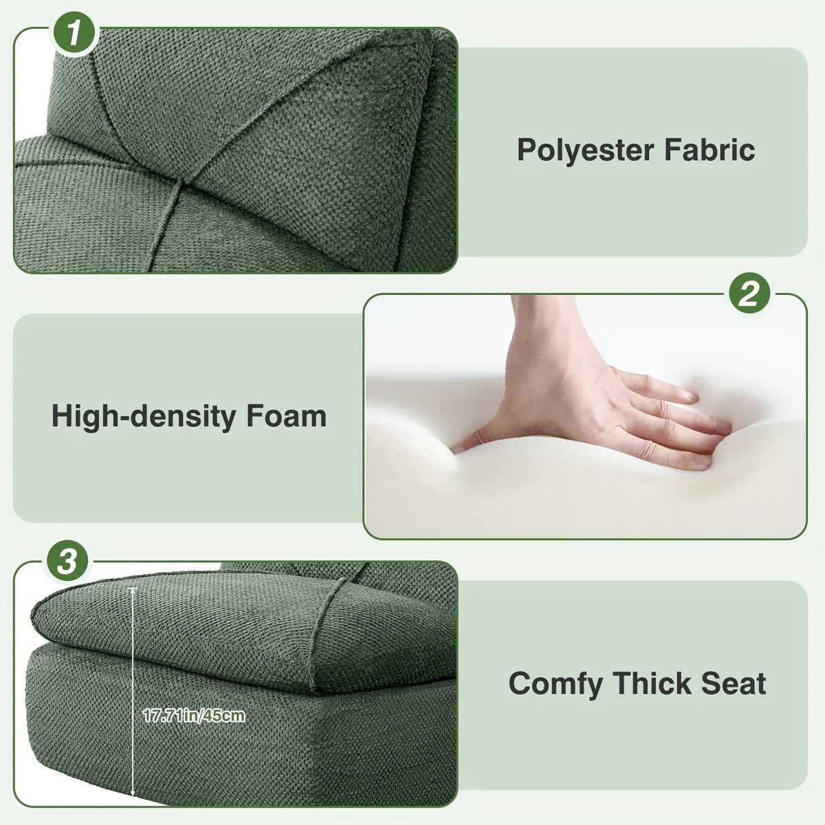 KERDOM 35.4'' Wide Armless Leisure Sofa, Breathable -linen Fabric