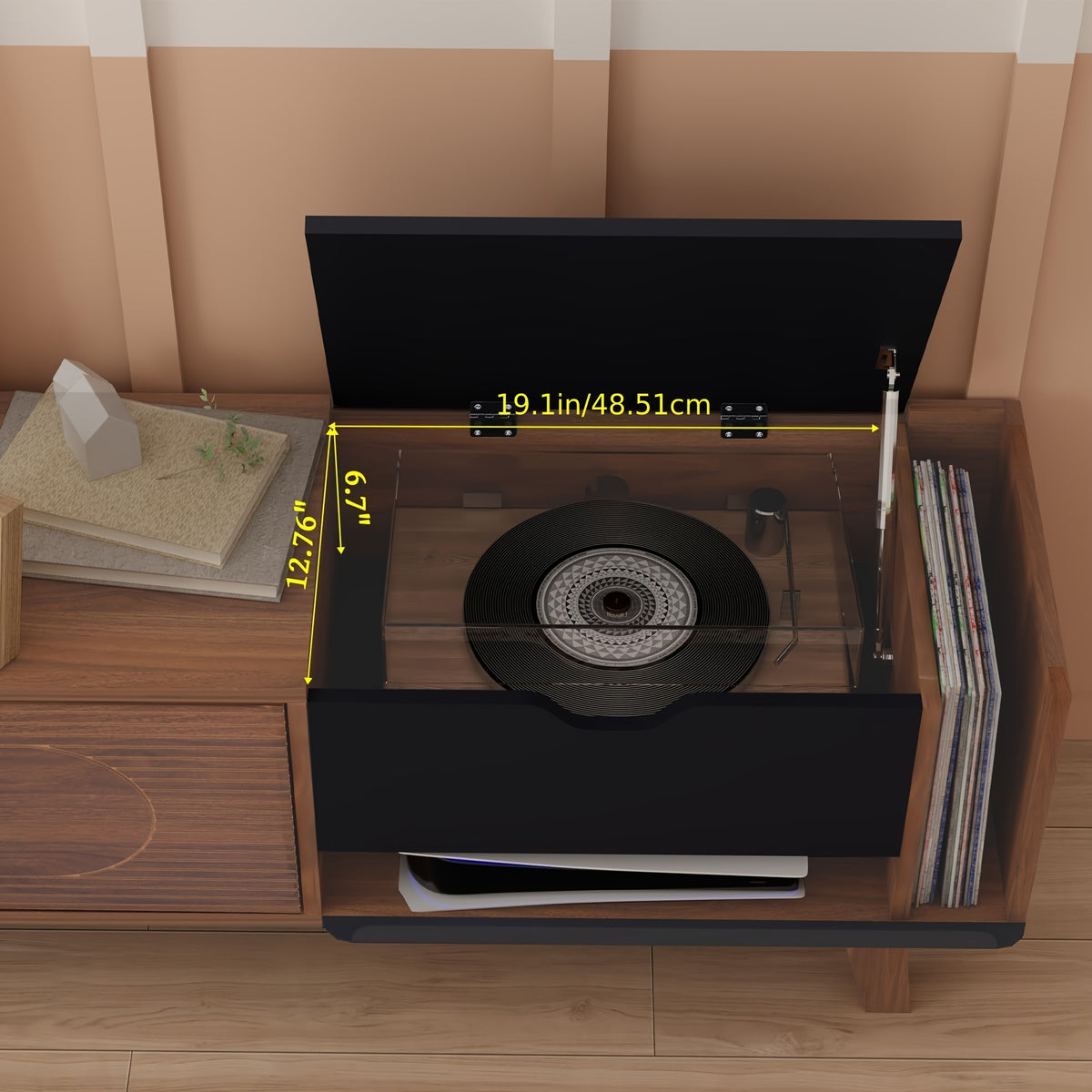 ORRD 63-Inch Modern Wood TV Stand with CD Storage, 2 Doors & Cable Management - Easy Assembly