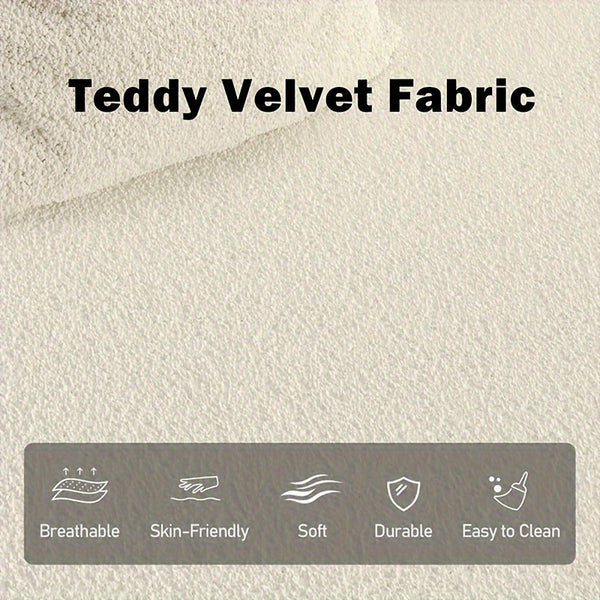 Round Compression Sofa, Teddy Velvet Sofa with Pillows, Suitable for Living Room