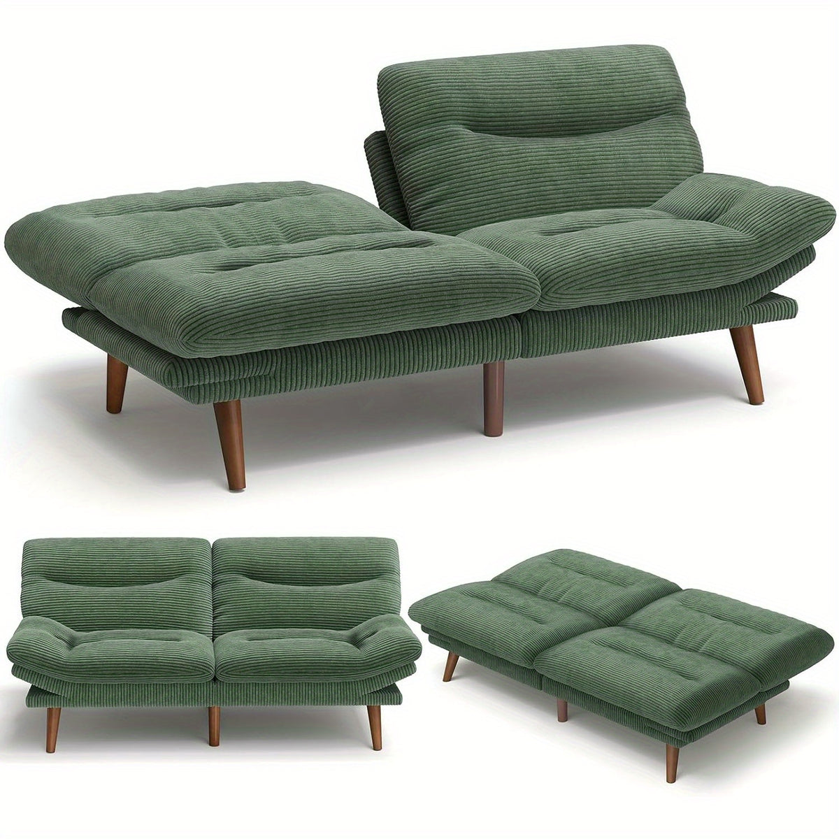 66-75Inch Futon Sofa Bed with Adjustable Backrest Armrests, Convertible Futon Sofa Couch for Small Spaces