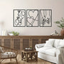 2D Flat, 3pcs set of heart-shaped pattern wall decor with kissing lovers and hand in hand