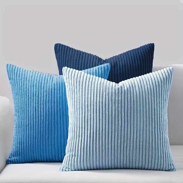3pcs Bocwre Soft Velvet Bohemian Striped Pillow Covers - Double-Sided Reversible Decorative Cushion Covers with Zipper Closure