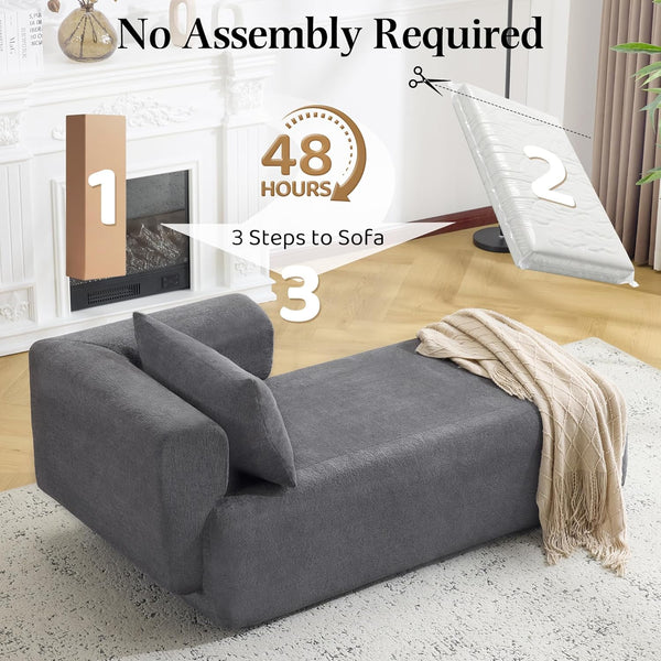 Bezseller Modern Classic Boucle Sofa Recliner Chair with Plush Cushions & Pillows - Soft Chenille Fabric Upholstery