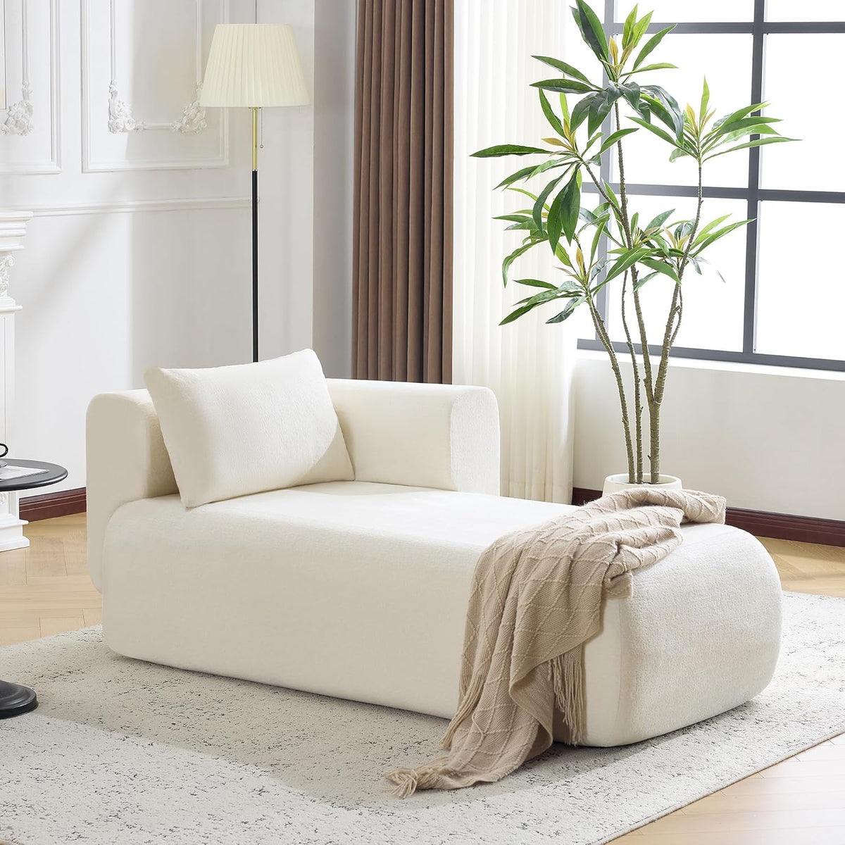 Bezseller Modern Classic Boucle Sofa Recliner Chair with Plush Cushions & Pillows - Soft Chenille Fabric Upholstery