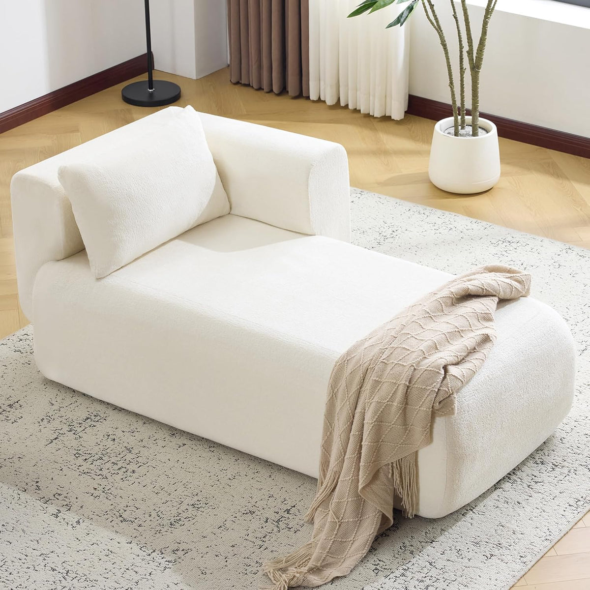 Bezseller Modern Classic Boucle Sofa Recliner Chair with Plush Cushions & Pillows - Soft Chenille Fabric Upholstery