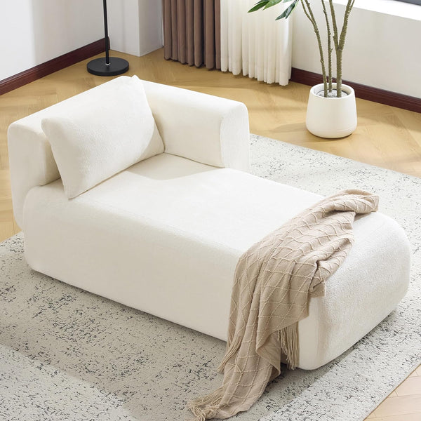 Bezseller Modern Classic Boucle Sofa Recliner Chair with Plush Cushions & Pillows - Soft Chenille Fabric Upholstery