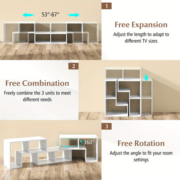 GIANTEX 3pcs Convertible TV Stand for Up to 65\