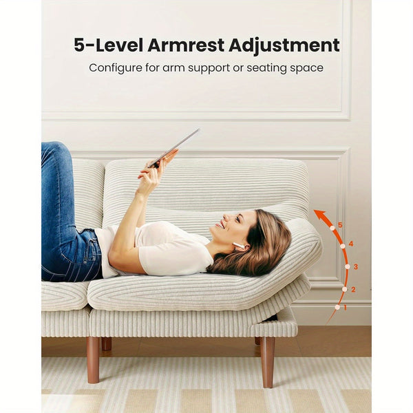 66-75Inch Futon Sofa Bed with Adjustable Backrest Armrests, Convertible Futon Sofa Couch for Small Spaces